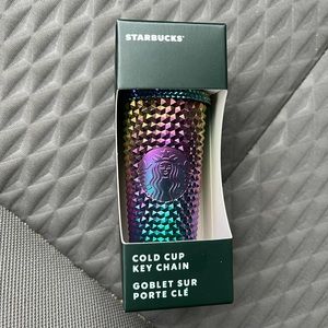 NIB Starbucks Fall 2023 Oil Slick Studded Tumbler Keychain Halloween Ornament
